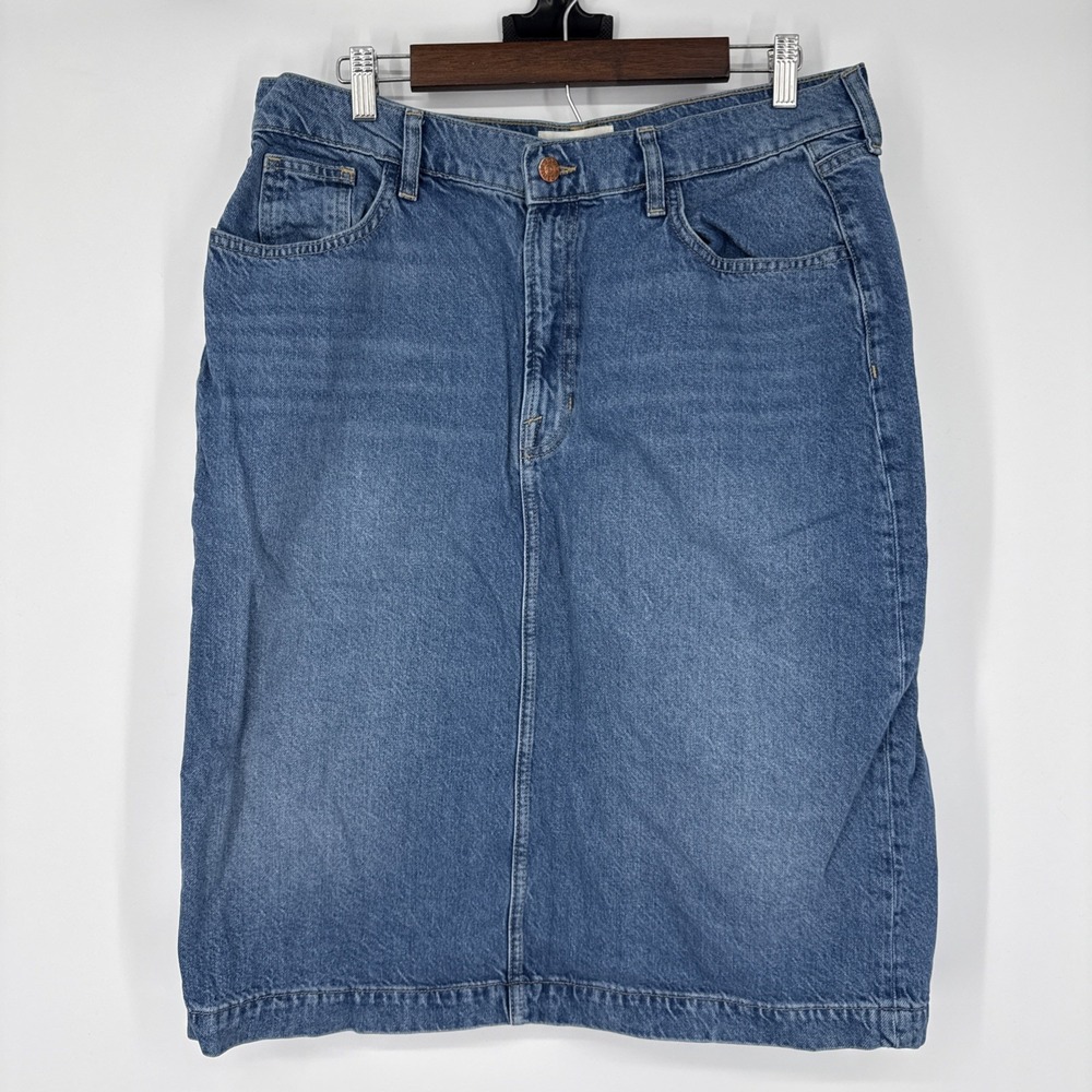 Boden Straight Denim Midi Denim Skirt Boho Grunge Western Cottagecore Chic Sz 12 - Picture 2 of 8
